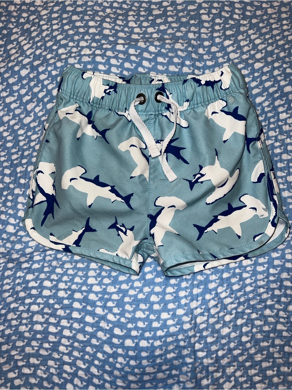Hanna Andersson Light Blue Shark Swim Shorts